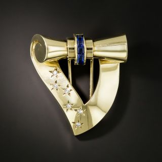 Cartier Retro Sapphire and Diamond Heart Brooch - 2