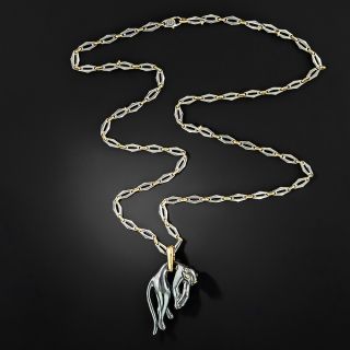 Cartier Silverium Panther Pendant and Chain, Circa 1970s - 2