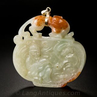 Carved Burmese Jadeite Pendant