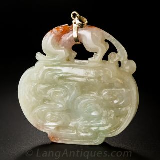 Carved Burmese Jadeite Pendant