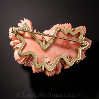 Carved Coral Brooch