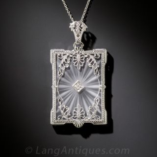 Carved Crystal Quartz and Diamond Necklace