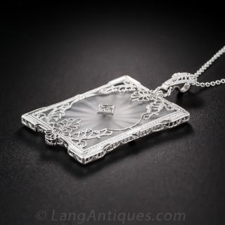 Carved Crystal Quartz and Diamond Necklace