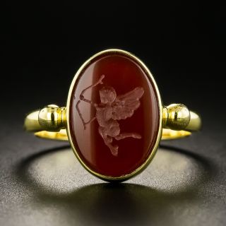 Carved Eros Carnelian Ring - 2