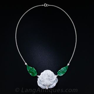 Carved Jade and Diamond Necklace