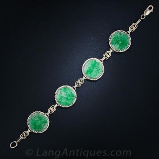 Carved Jade & Seed Pearl Bracelet