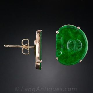 Carved Jade Bat Earrings