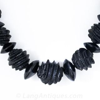 Carved Jet Beaded Necklace