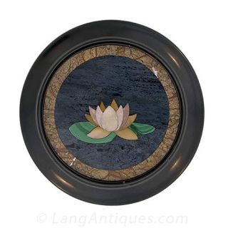 Carved Jet Waterlily Motif Box - 1