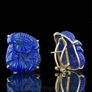 Carved Lapis Lazuli Earrings