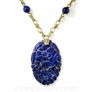 Carved Lapis Necklace