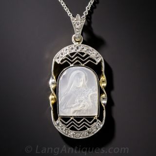 Carved Mother of Pearl Saint Thérèse Pendant