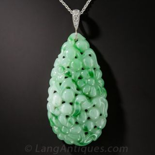 Carved Natural Jade Pendant - 1