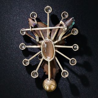 Carved Opal and Diamond 'Nike' Brooch