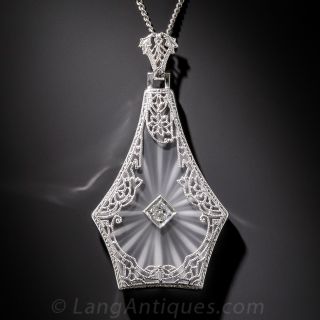 Carved Quartz and Diamond Necklace