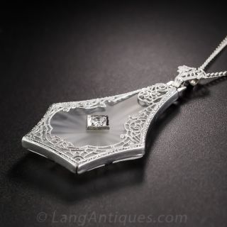 Carved Quartz and Diamond Necklace