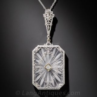 Carved Quartz Art Deco Pendant