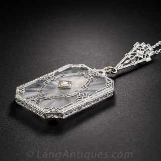 Carved Quartz Art Deco Pendant