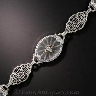 Carved Quartz & Camphor Glass and Diamond Bracelet