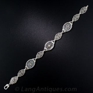 Carved Quartz & Camphor Glass and Diamond Bracelet