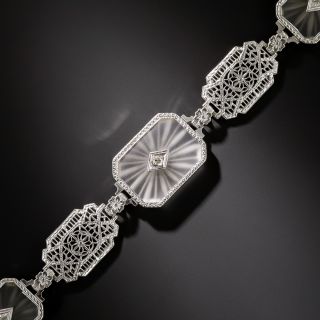 Carved Quartz Crystal Diamond Bracelet