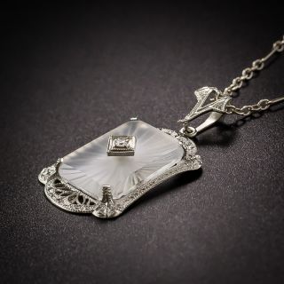 Carved Quartz Diamond Pendant Necklace