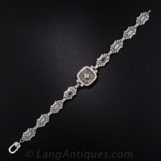 Carved Rock Crystal and Diamond Art Deco Bracelet