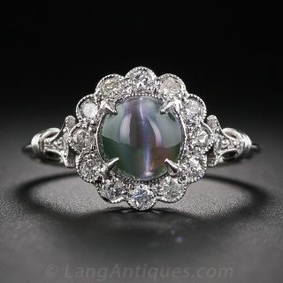 Cat's Eye Alexandrite and Diamond Ring