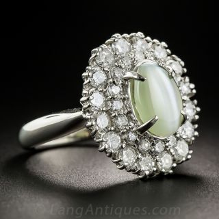 Cat's-Eye Platinum and Diamond Cocktail Ring