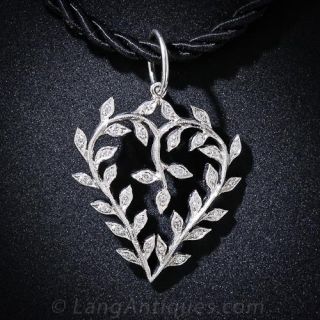 Cathy Waterman Platinum and Diamond Heart Necklace