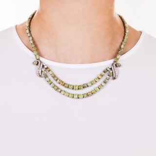 Cats-Eye Chrysoberyl Necklace and Bracelets Suite