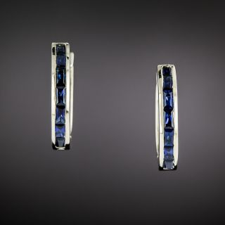 Channel-Set Sapphire Hoop Earrings - 2