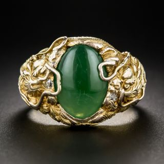 Chinese Jade Gent's Ring with Dragons