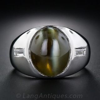 Chrysoberyl Cat's Eye Platinum Gent's Ring