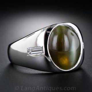 Chrysoberyl Cat's Eye Platinum Gent's Ring