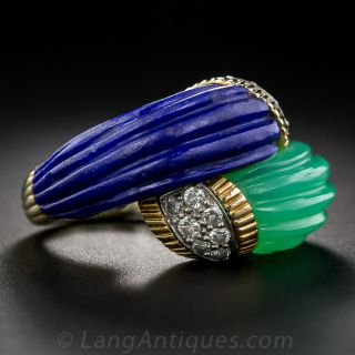 Chrysoprase and Lapis Bypass Ring