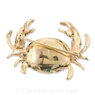 Chrysoprase Crab Motif Pin