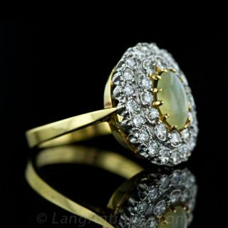 Chysoberyl Cats Eye and Diamond Ring