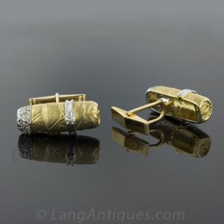 Cigar Motif Diamond Cufflinks