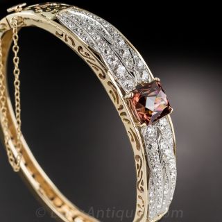 Cinnamon Zircon and Diamond Bangle Bracelet - 1