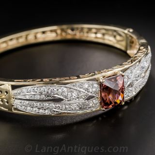 Cinnamon Zircon and Diamond Bangle Bracelet
