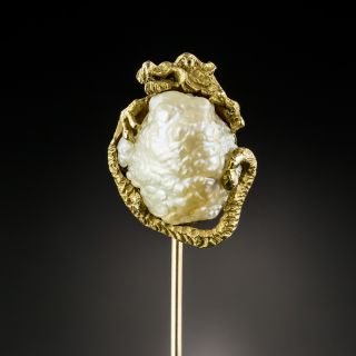 Circa 1900 Dragon Pearl Stick Pin by Walton & Co. - 2