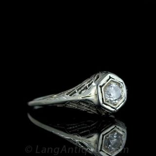 Circa 1920 Filigree Diamond Engagement Ring