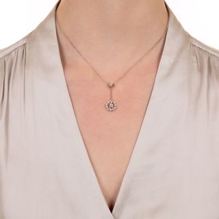 Circa 1920's Diamond and Seed Pearl Drop Necklace