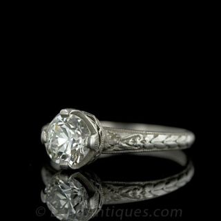 Circa 1920s Solitaire European-Cut Diamond Ring