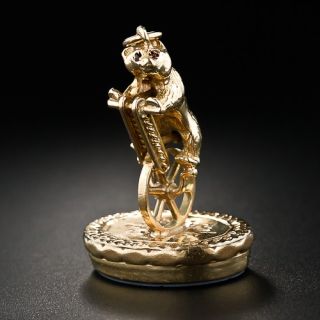 Circus Bear & Unicycle Gold Fob