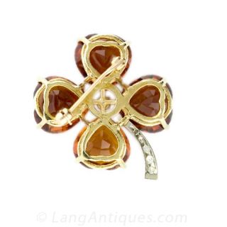 Citrine and Diamond Four Clover Pin
