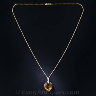 Citrine and Diamond Heart Pendant
