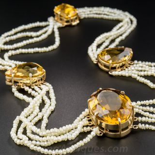 Citrine and Seed Pearl Choker Necklace