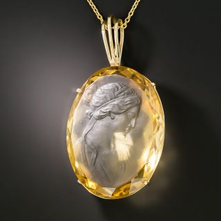 Vintage Citrine Cameo Pendant